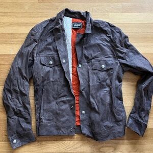 S.W.O.R.D. 6.6.44 Brown Leather Trucker Jacket Snap Front Medium